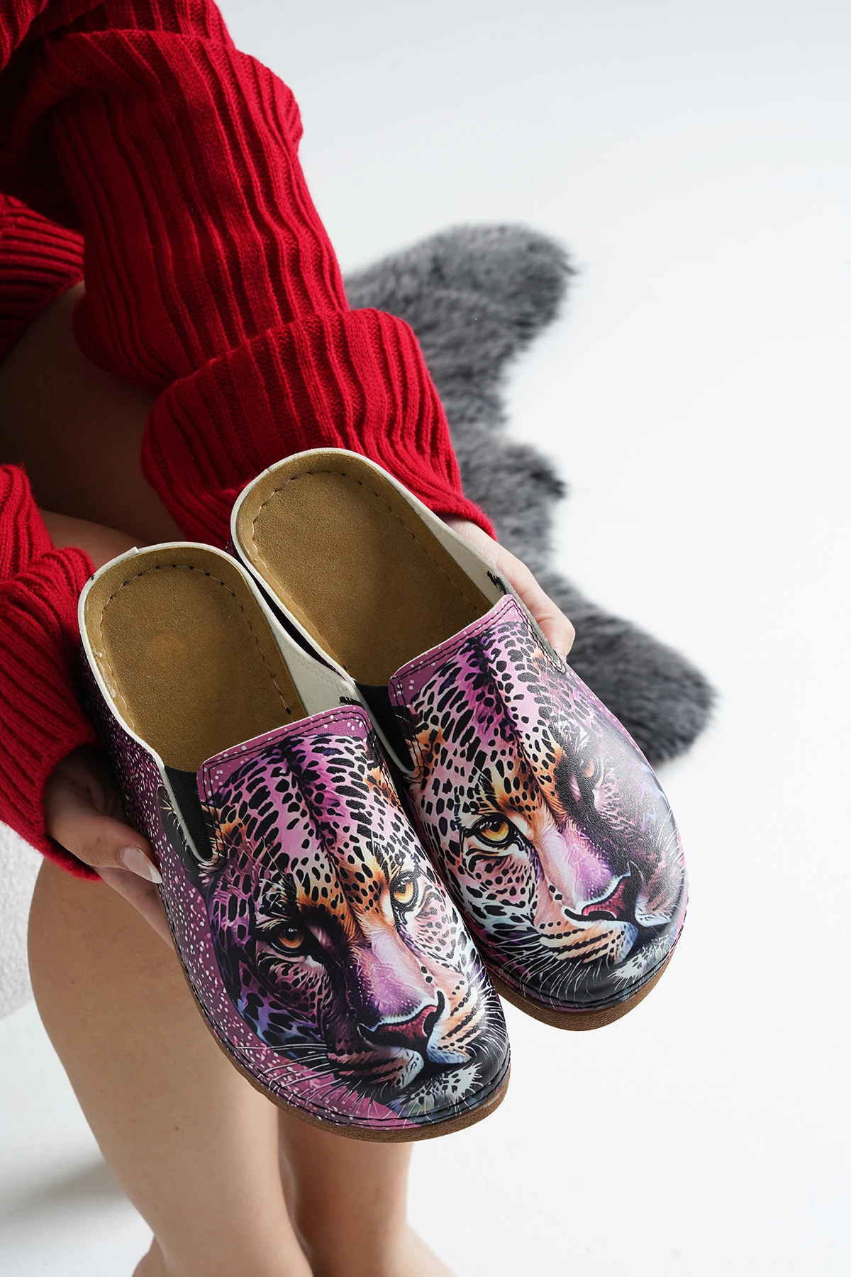 3062 Leopar Baskılı Sek Anatomik Terlik