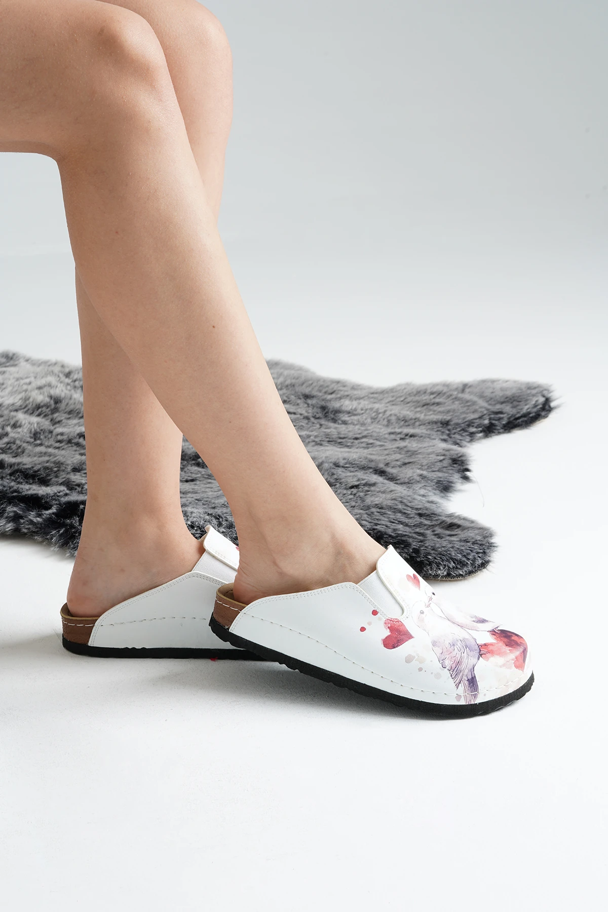 6352 Aşık Kuşlar Baskılı Sek Sabo Terlik