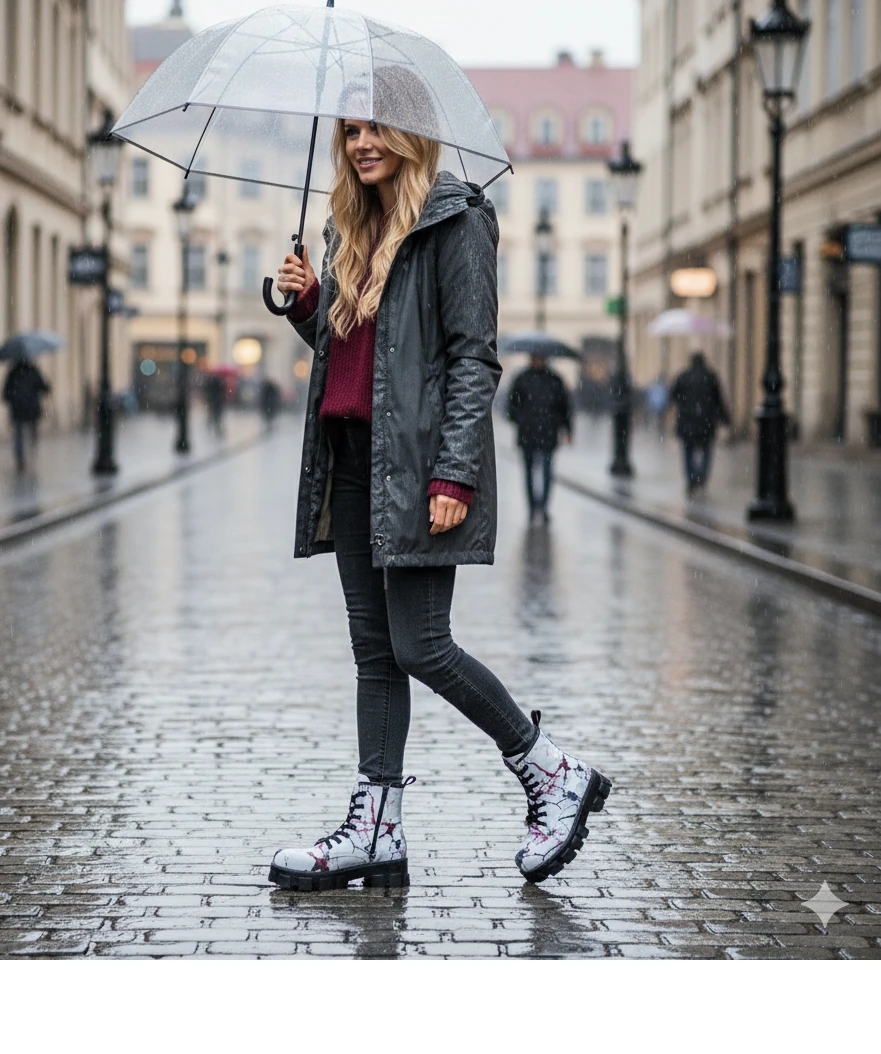 1104 Renkli Çizgiler Desenli Kışlık Uzun Bot