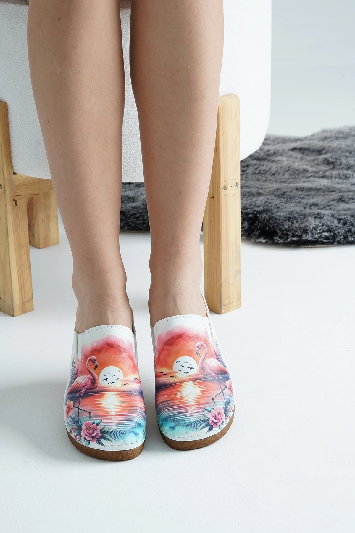 3075 Flamingo Baskılı Sek Anatomik Terlik