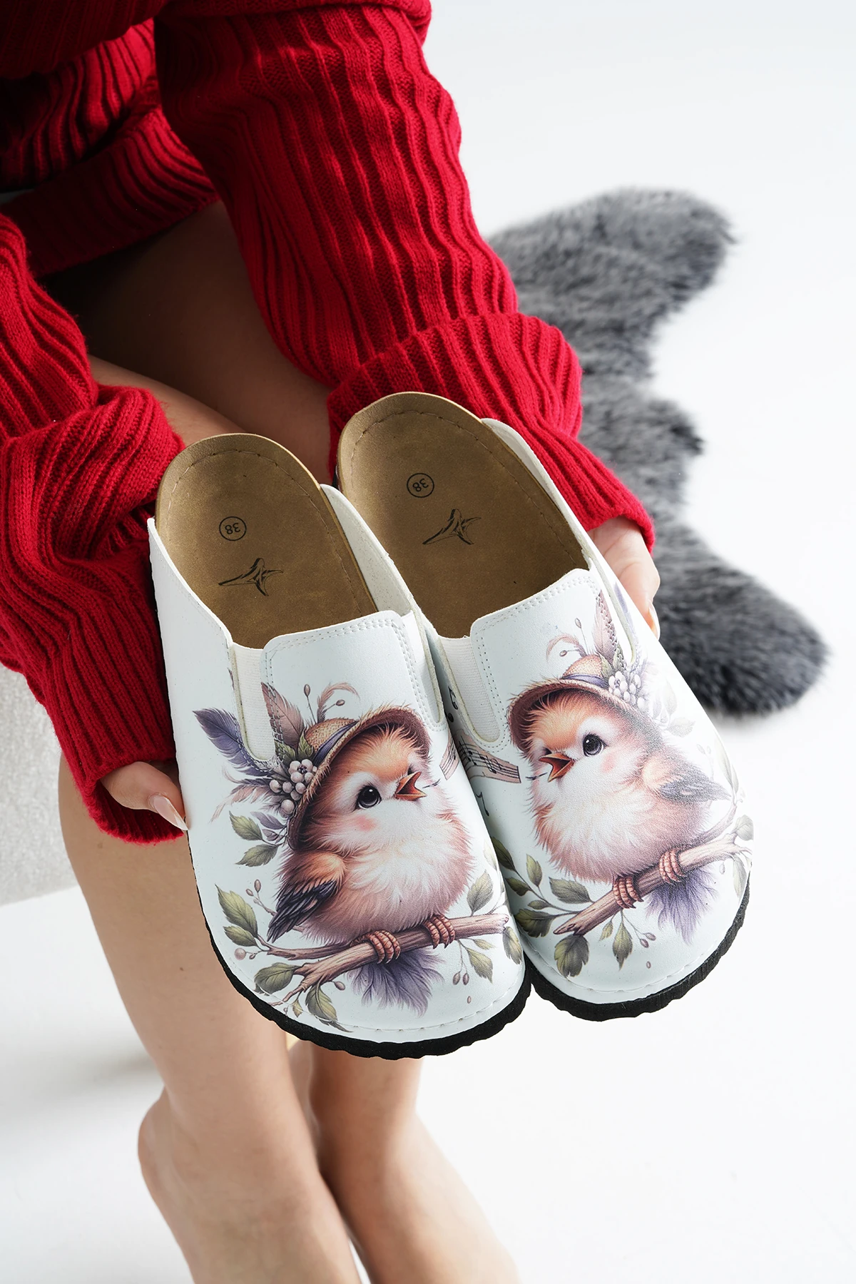 8061 Serçe Baskılı Sabo Terlik