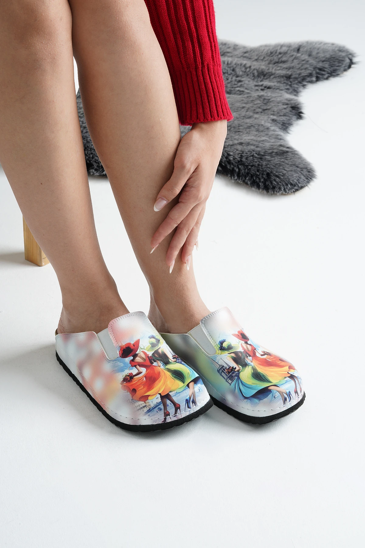 8063 İki Kız Arkadaş Basklı Sabo Terlik