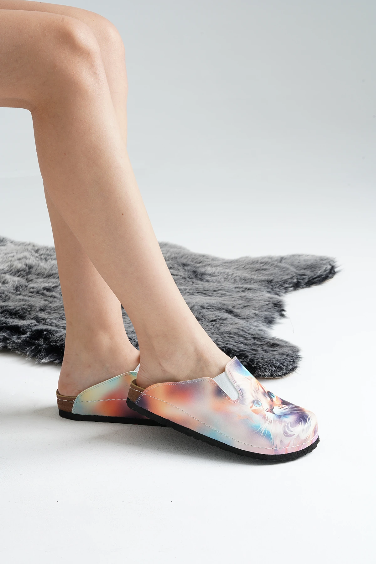 6302 Main Coon Baskılı Sabo Terlik