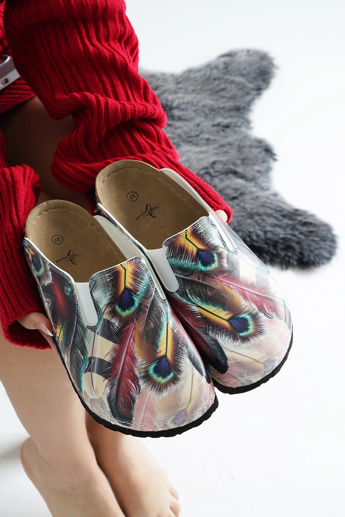 8050Tüy Baskılı Sabo Terlik