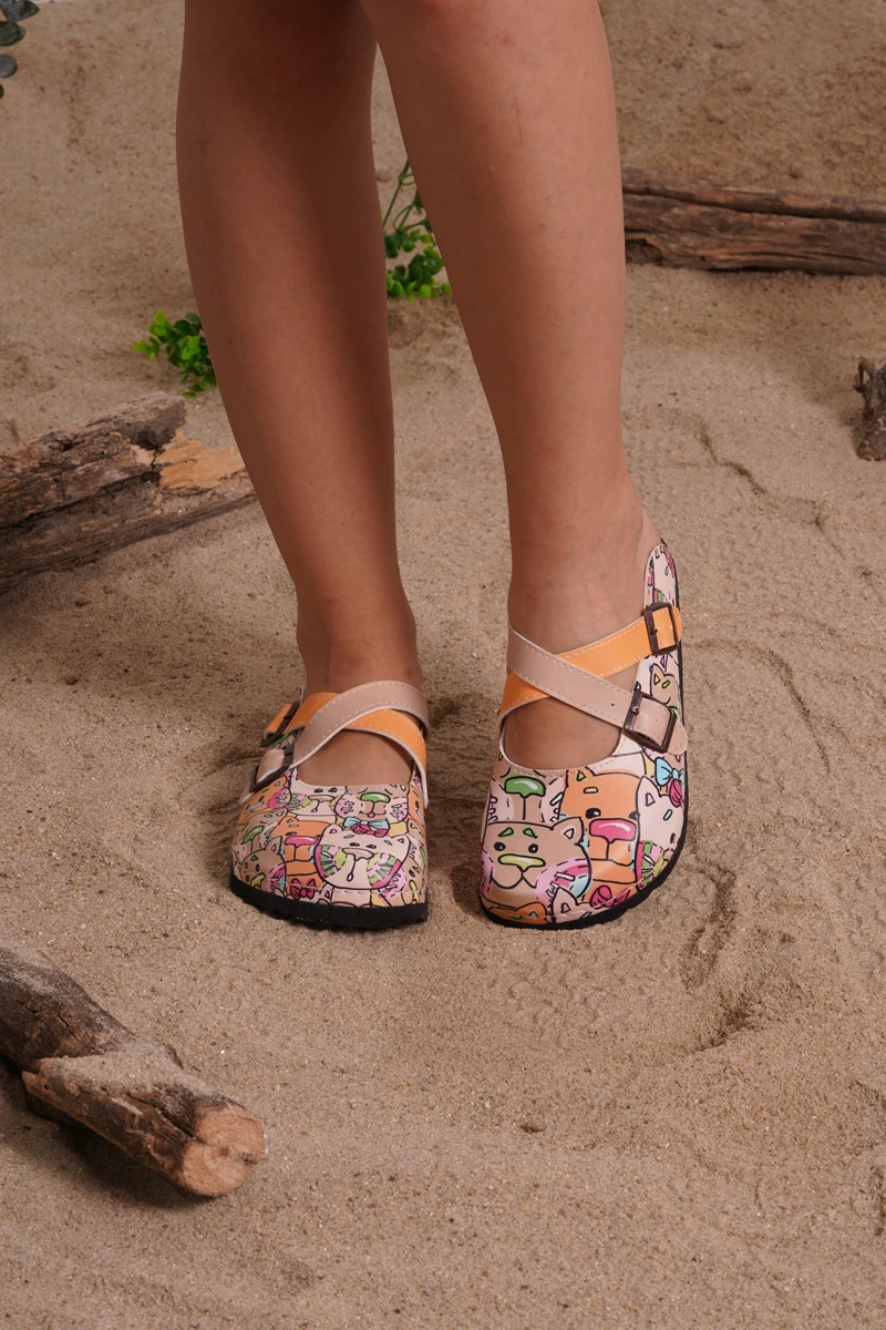 5413 Hayvan Desenli Çapraz Sabo Terlik