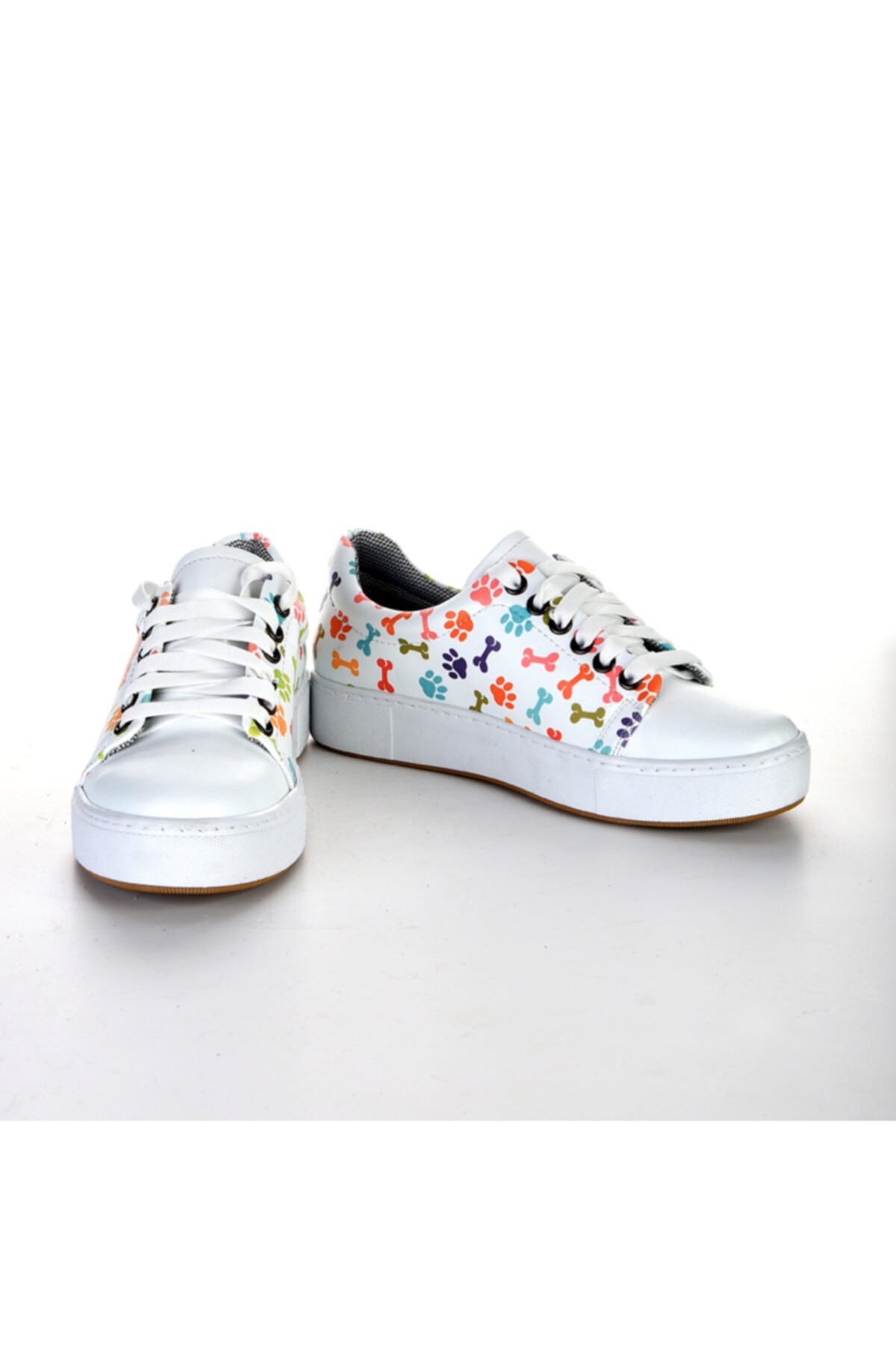 6414 Renkli Patiler Desen Beyaz Desen Sneakers