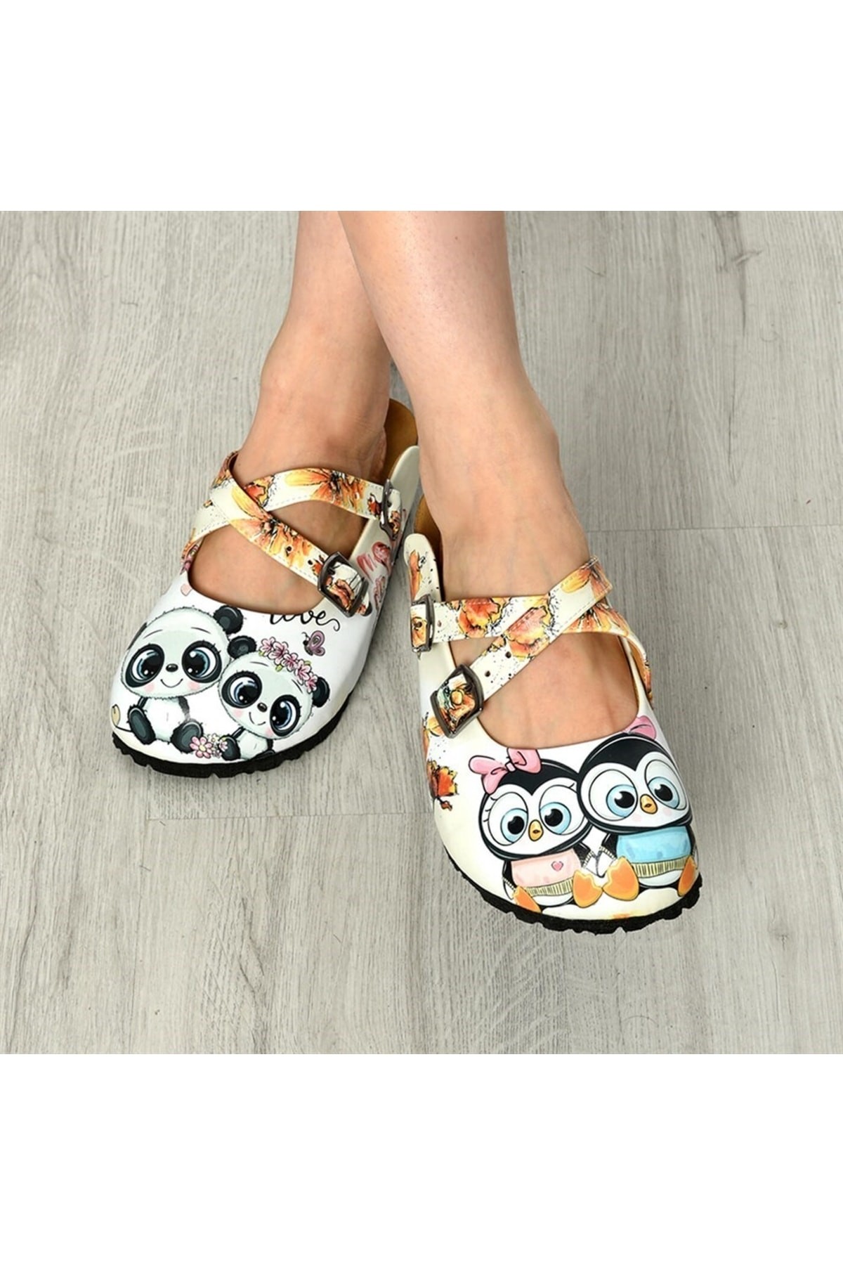 6292 Panda Ve Penguen Çapraz Sabo Terlik