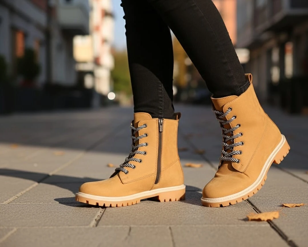 1004 Hardal Renkli Hakiki Deri Kışlık Bot