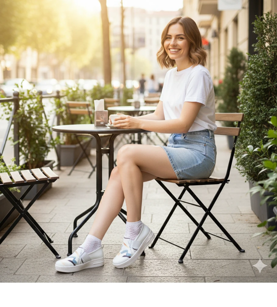 6281 Değişik Şekiller Baskılı Sneaker