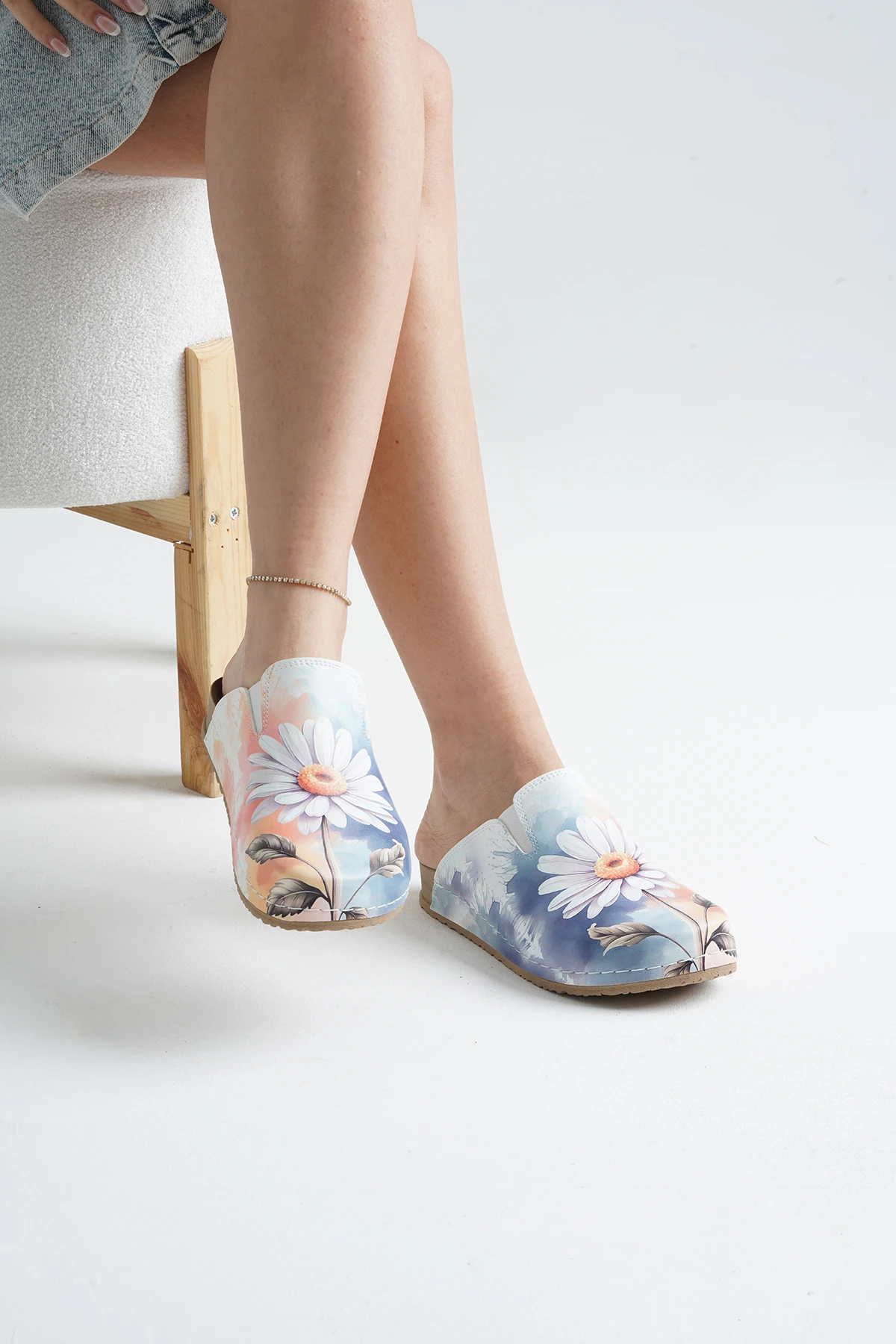 8128 Papatya Baskılı Sek Konfort Terlik 