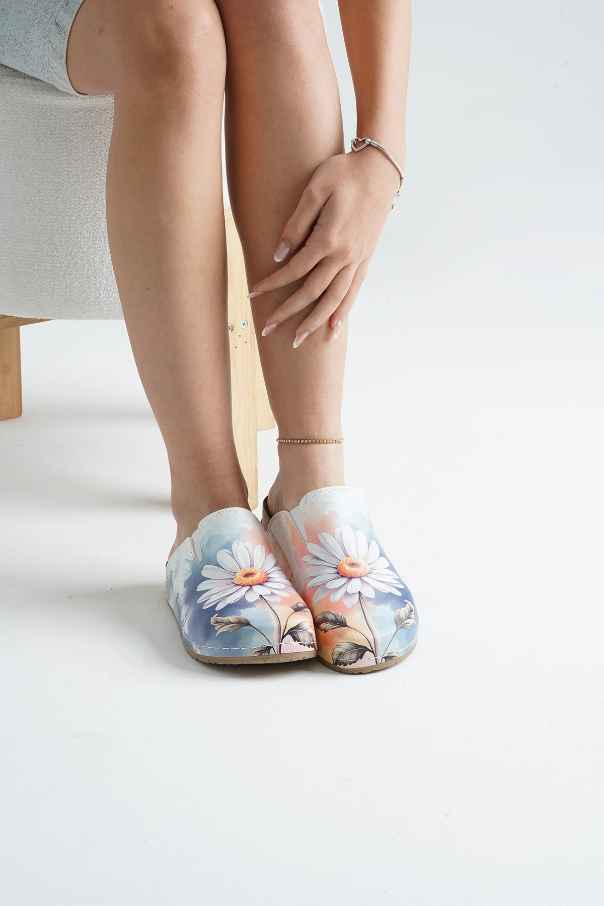 8128 Papatya Baskılı Sek Konfort Terlik 