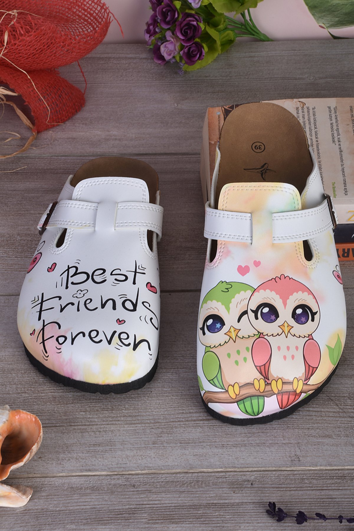 8015 Best Friends Forever Yazılı Sabo Terlik