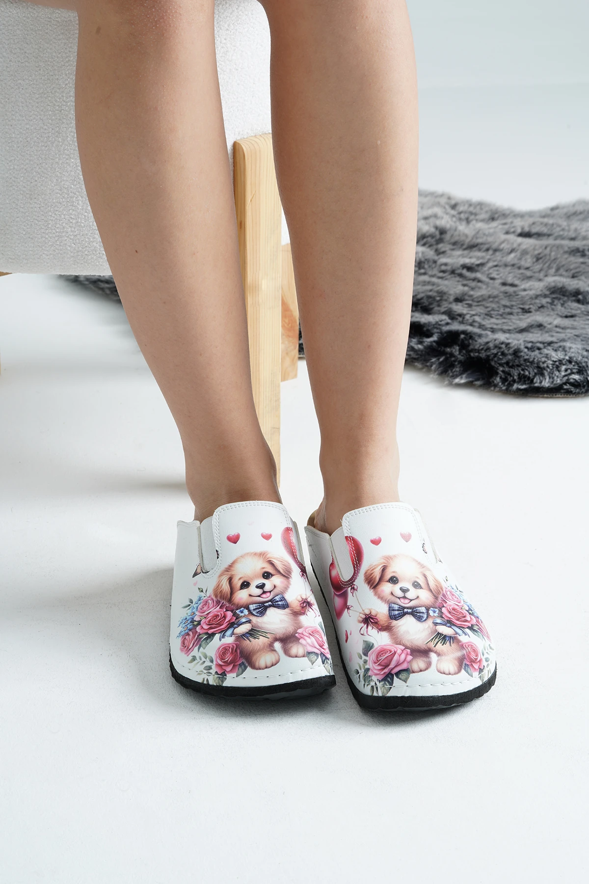 8015 Sevimli Köpek Baskılı Sabo Terlik