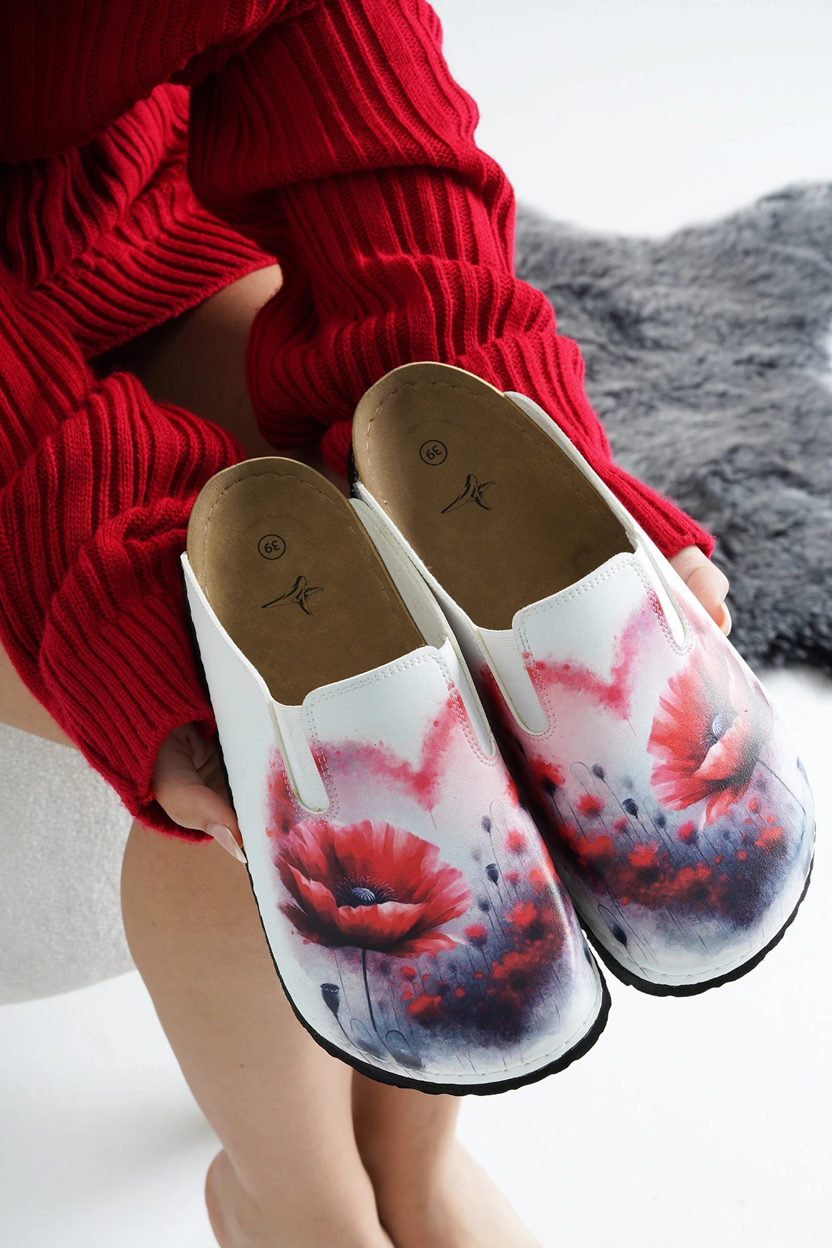 6310 Karanfil Baskılı Sabo Terlik