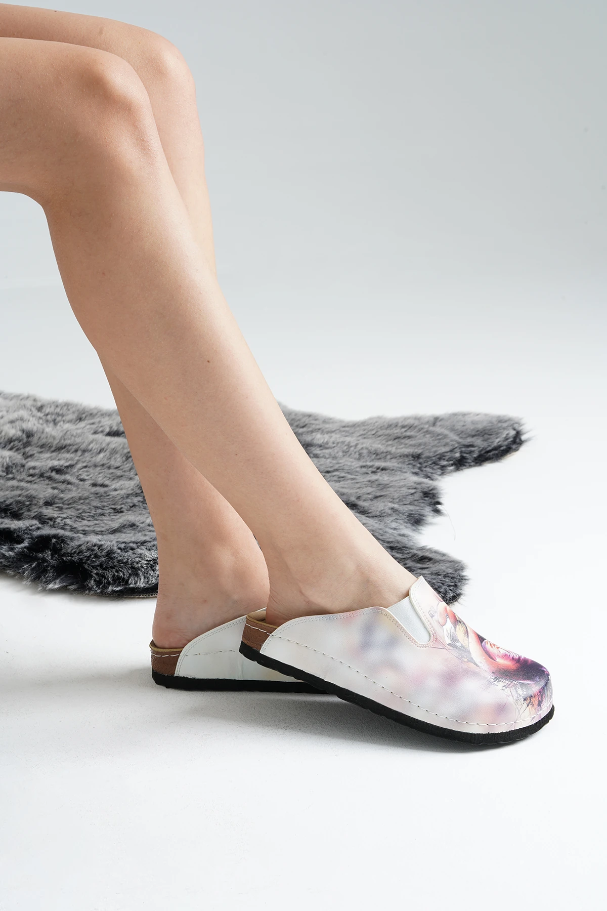 6354 Asil Flamingo Baskılı Sek Sabo Terlik