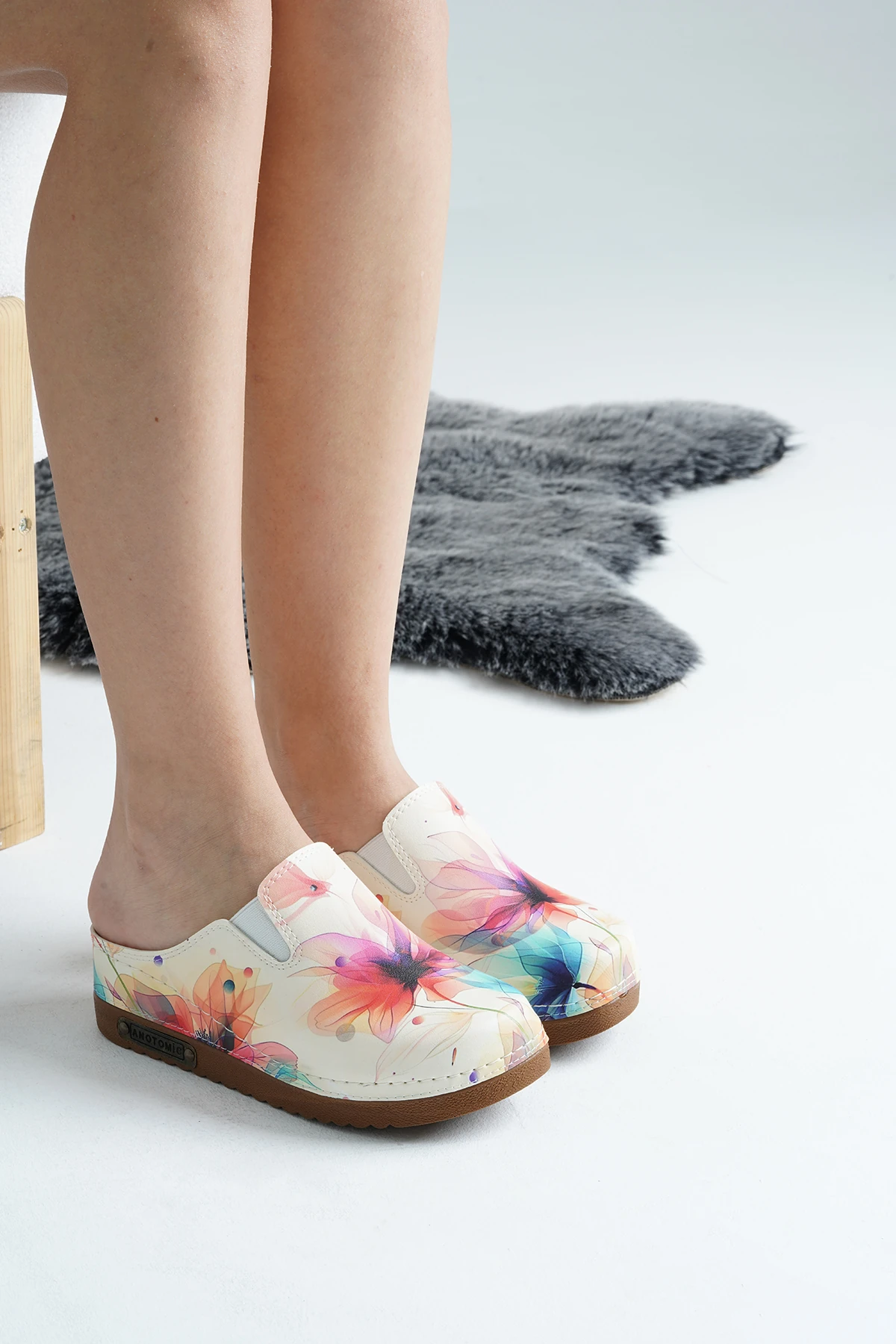 3081 Rüya Çiçek Baskılı Sek Anatomik Terlik