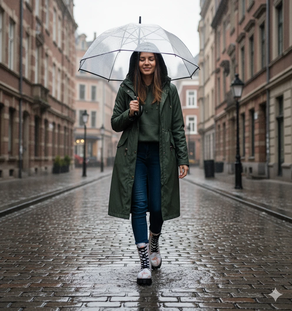 1101 Turuncu Çiçek Desenli Kışlık Uzun Bot