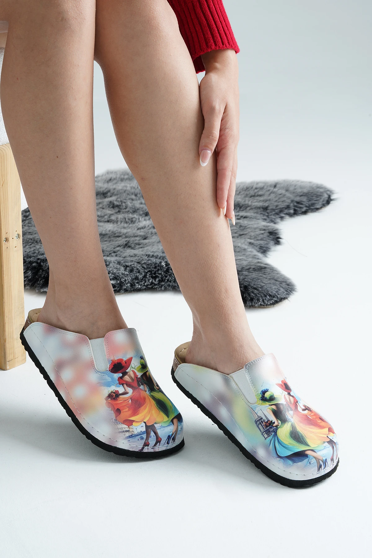 8063 İki Kız Arkadaş Basklı Sabo Terlik