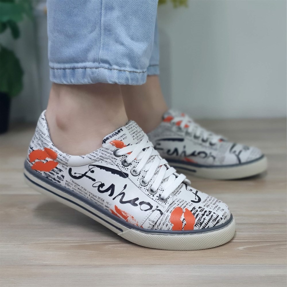 6263 Fashion Yazı Baskılı Sneakers