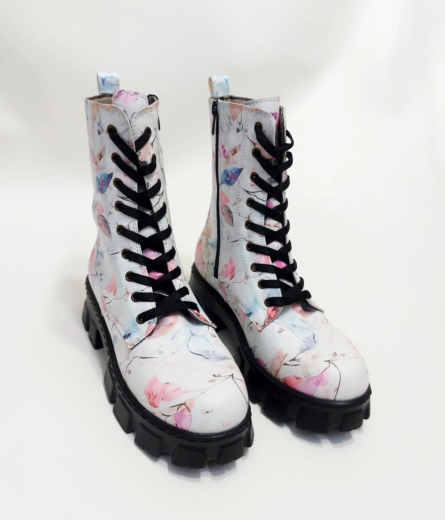 1102 Renkli Yapraklar Desenli Kışlık Uzun Bot