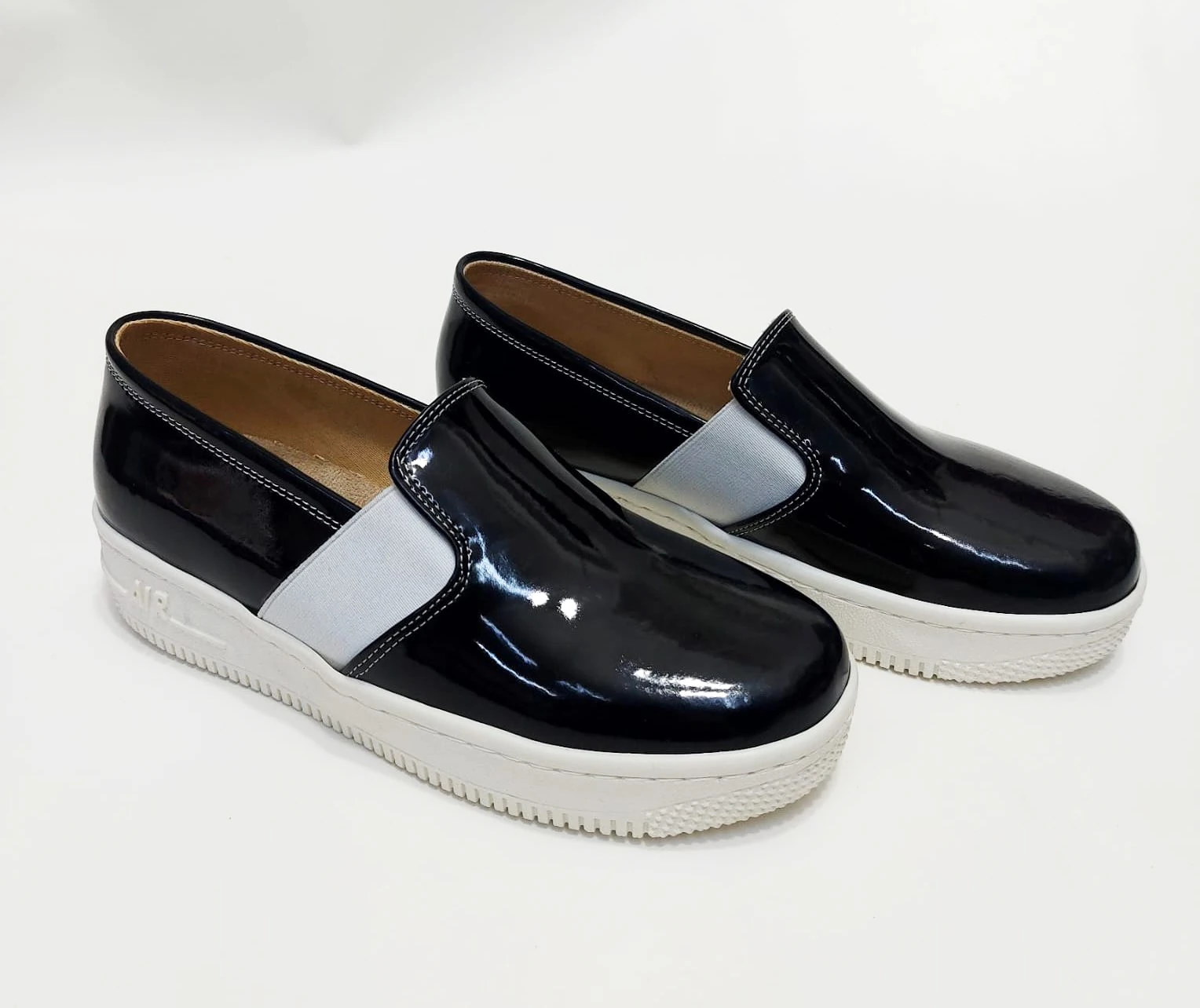 6277 Parlak Siyah Renkli Lastikli Sneaker