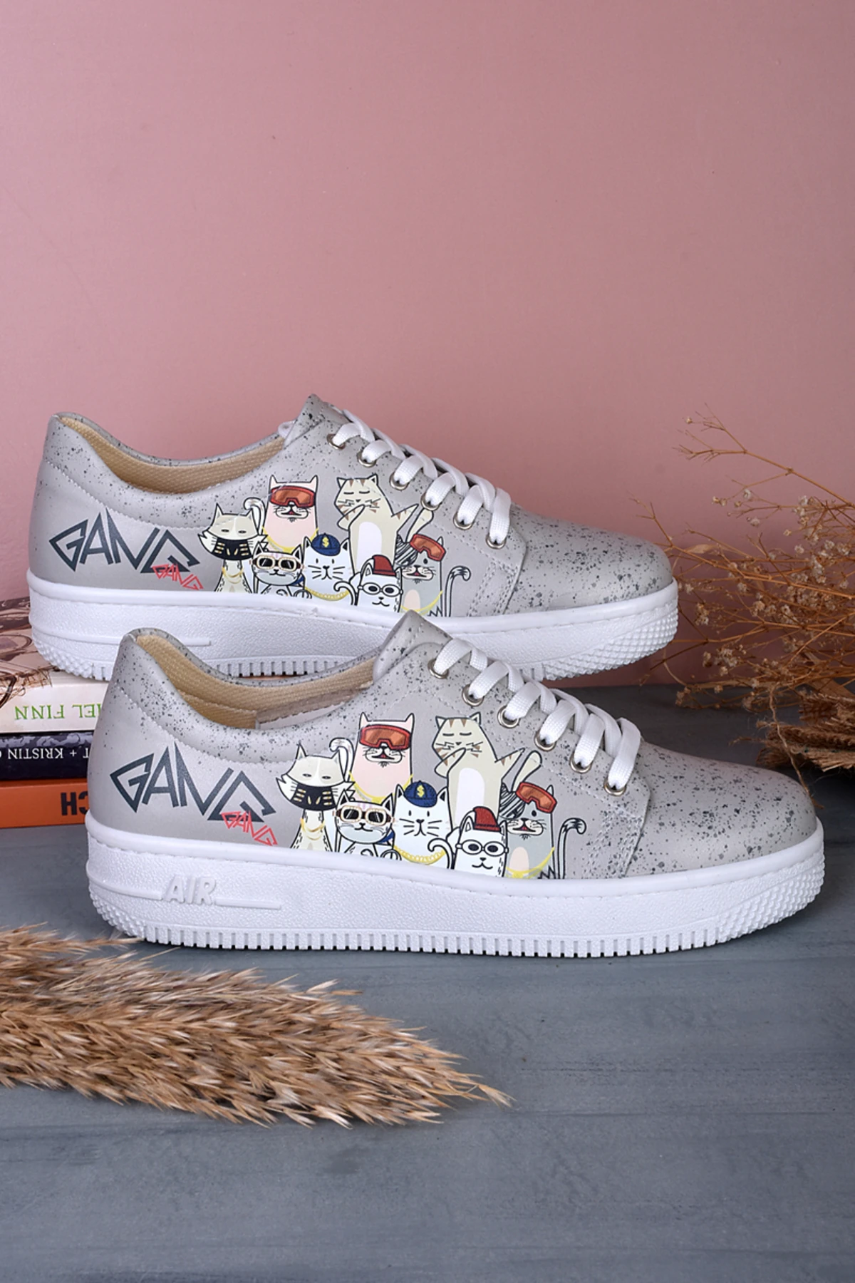 8027 Cool Kediler Desenli Sneakers