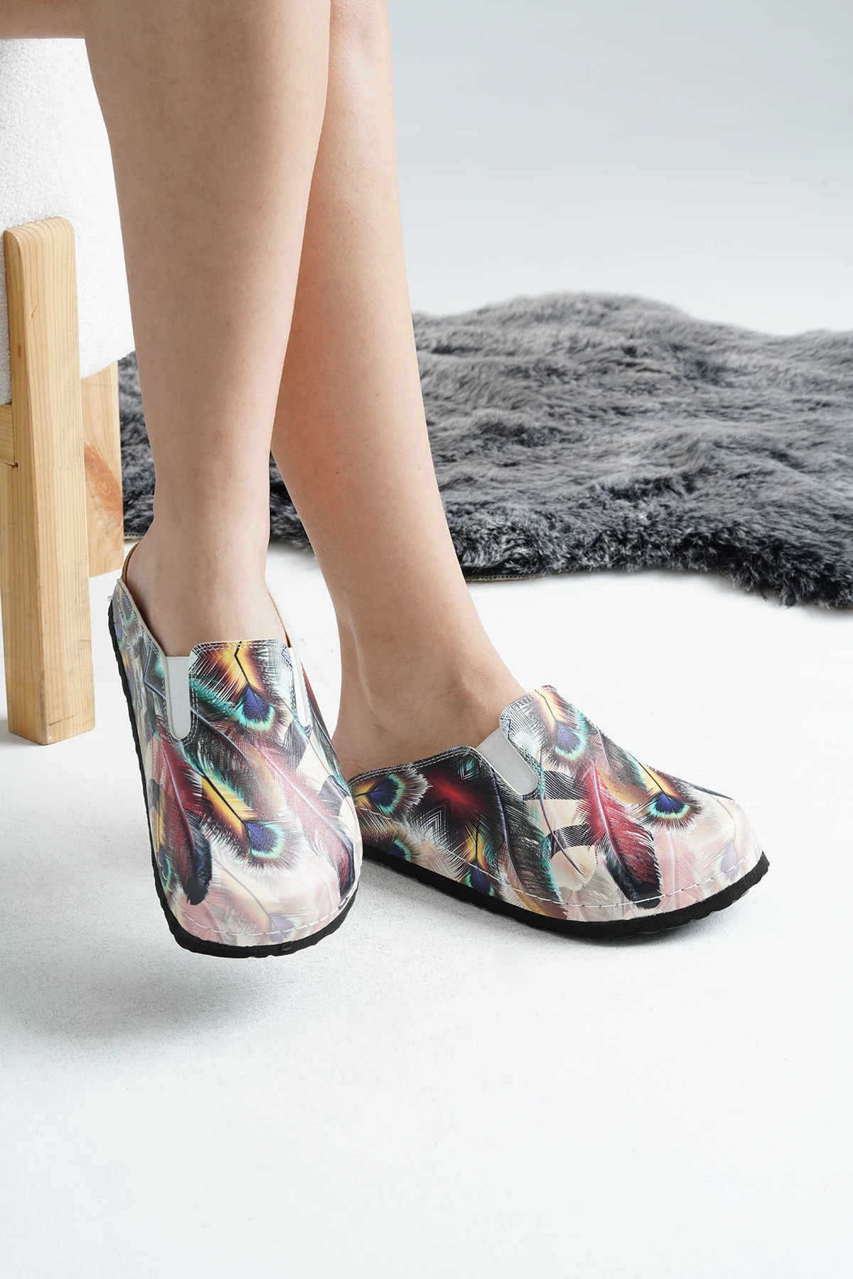 8050Tüy Baskılı Sabo Terlik