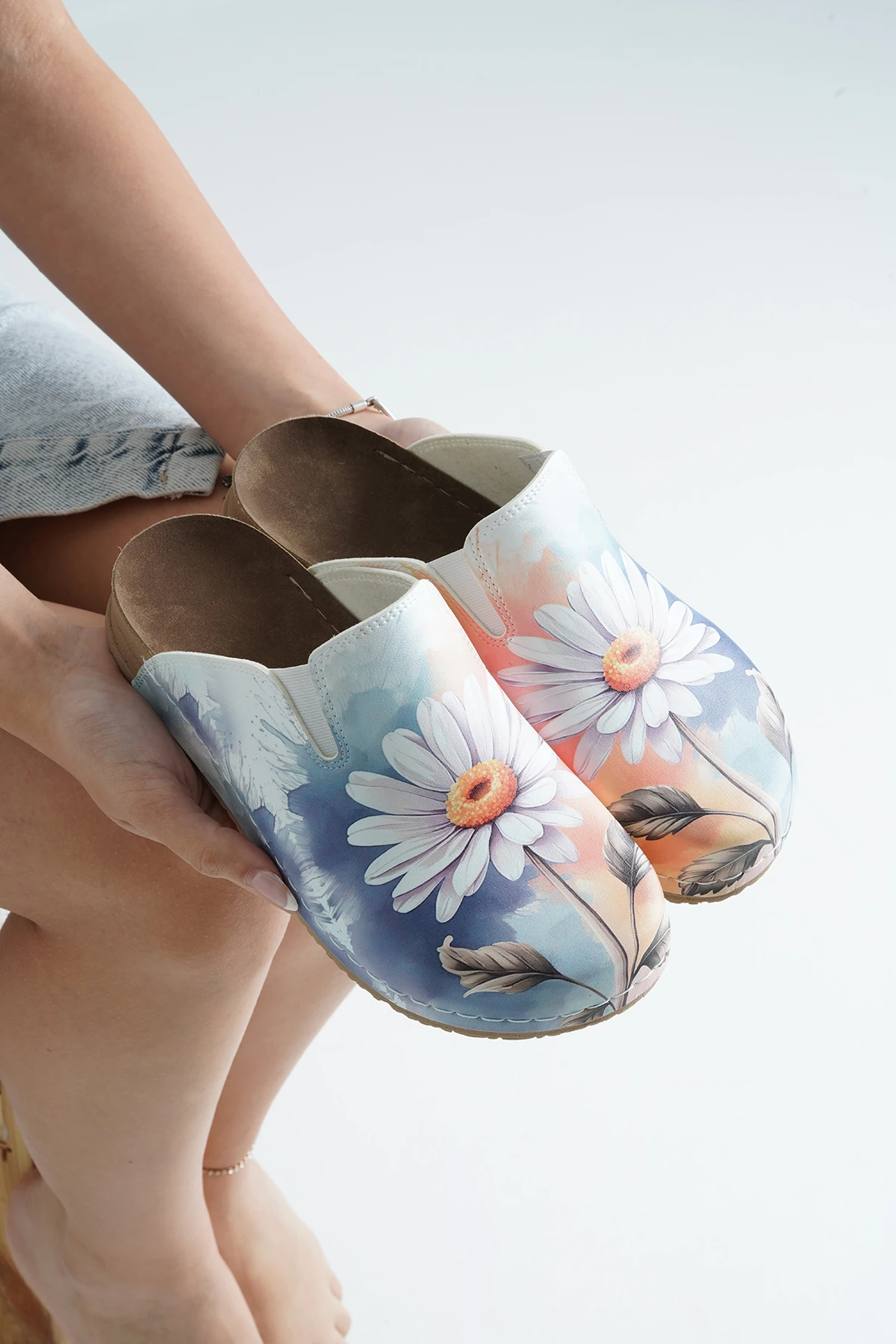 8128 Papatya Baskılı Sek Konfort Terlik 