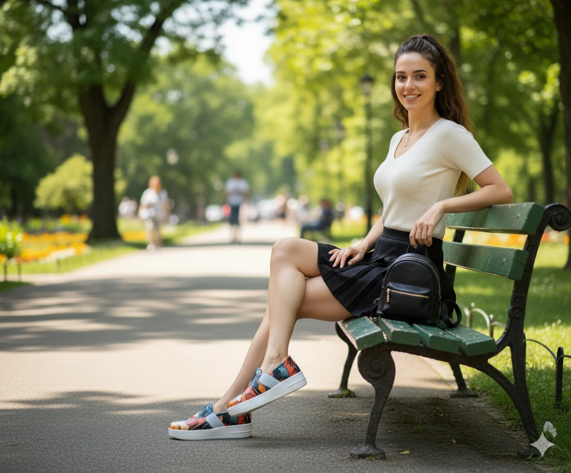 6275 Renkli Şekiller Baskılı Sneaker