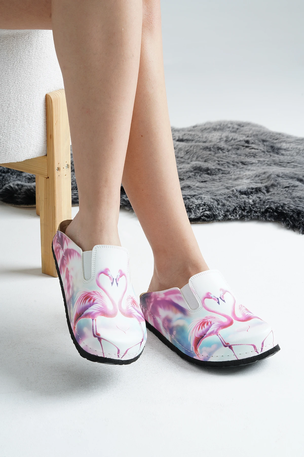 8049 Flamingo Baskılı Sabo Terlik