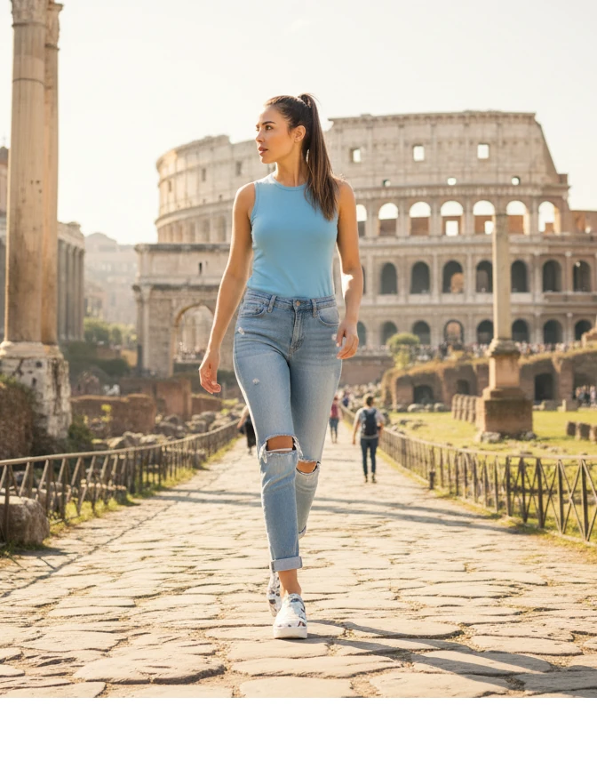 6276 Çizgi Baskılı Sneaker