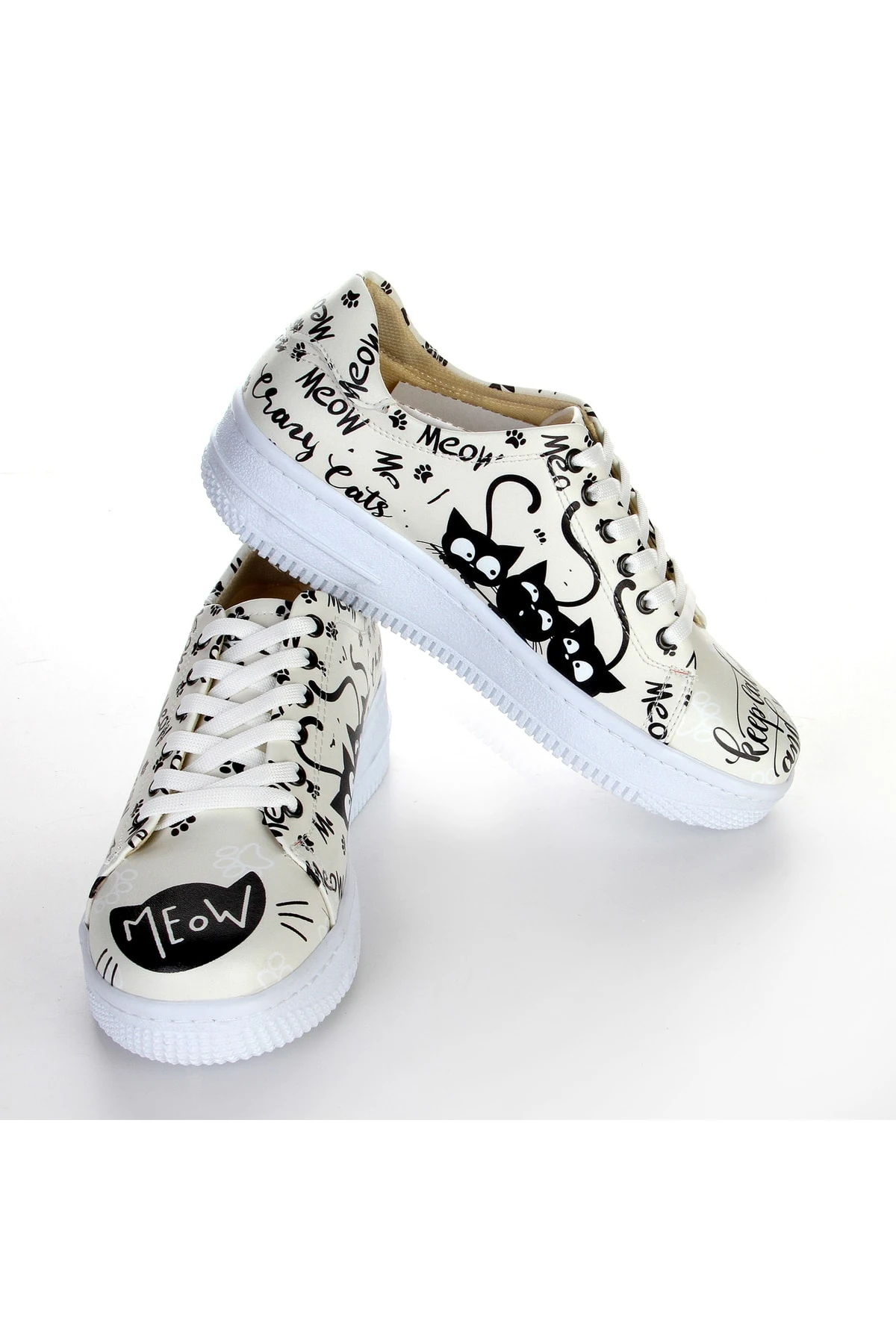 7377 Meow Yazılı Beyaz Sneakers