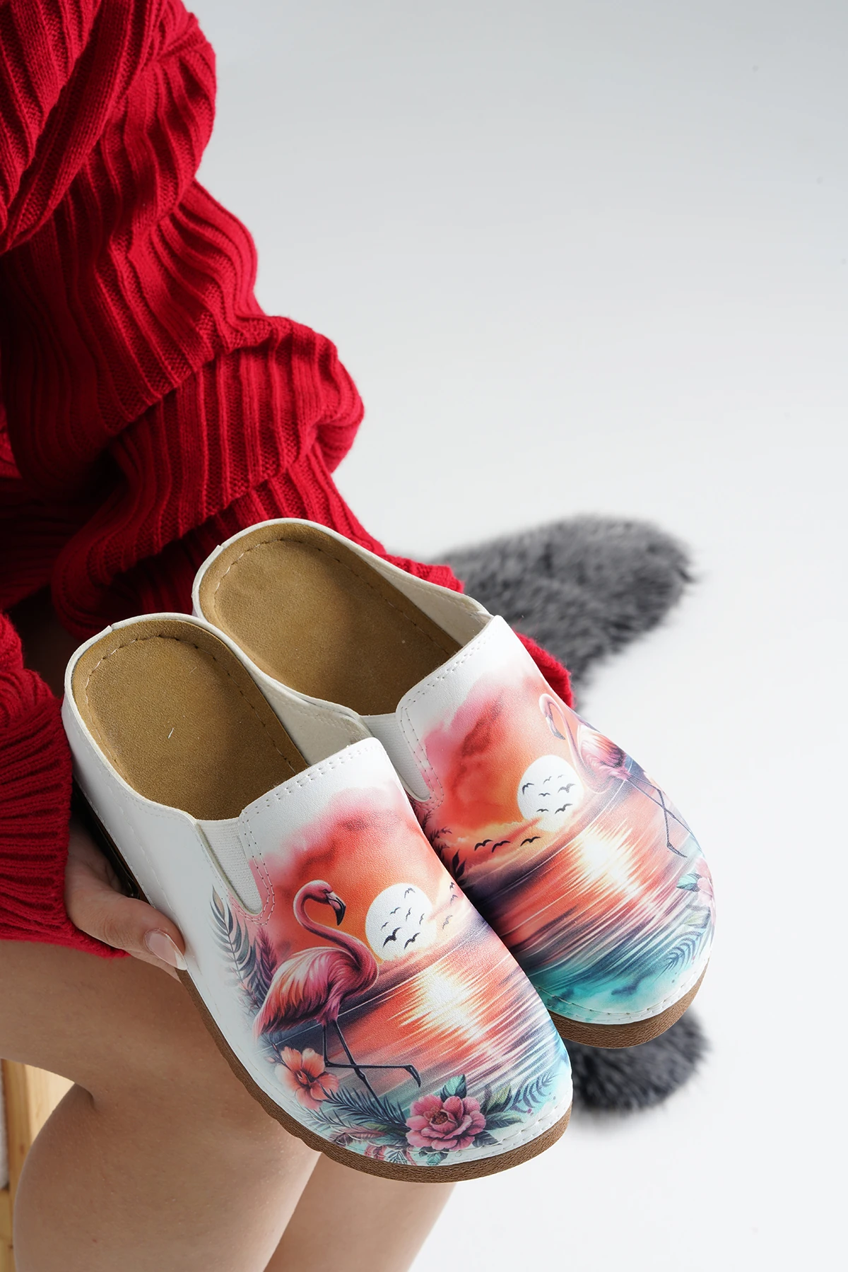 3075 Flamingo Baskılı Sek Anatomik Terlik