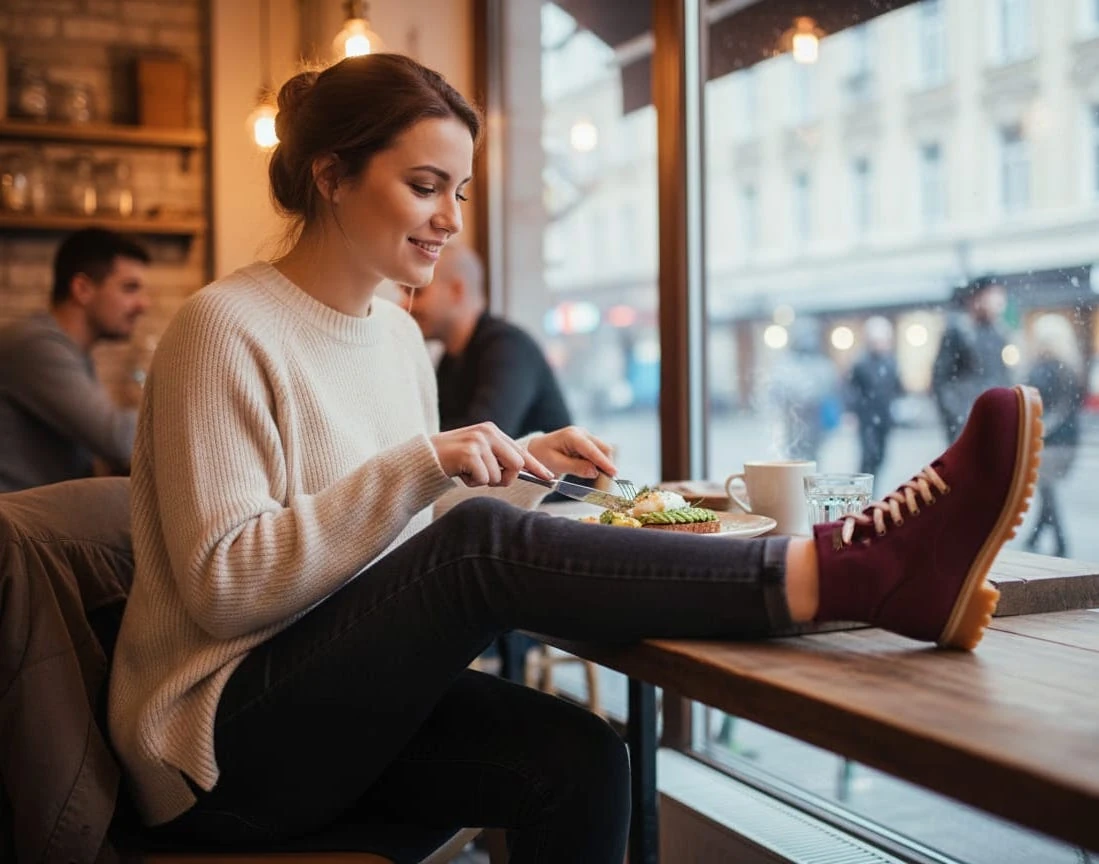 1003 Bordo Renkli Hakiki Deri Kışlık Bot