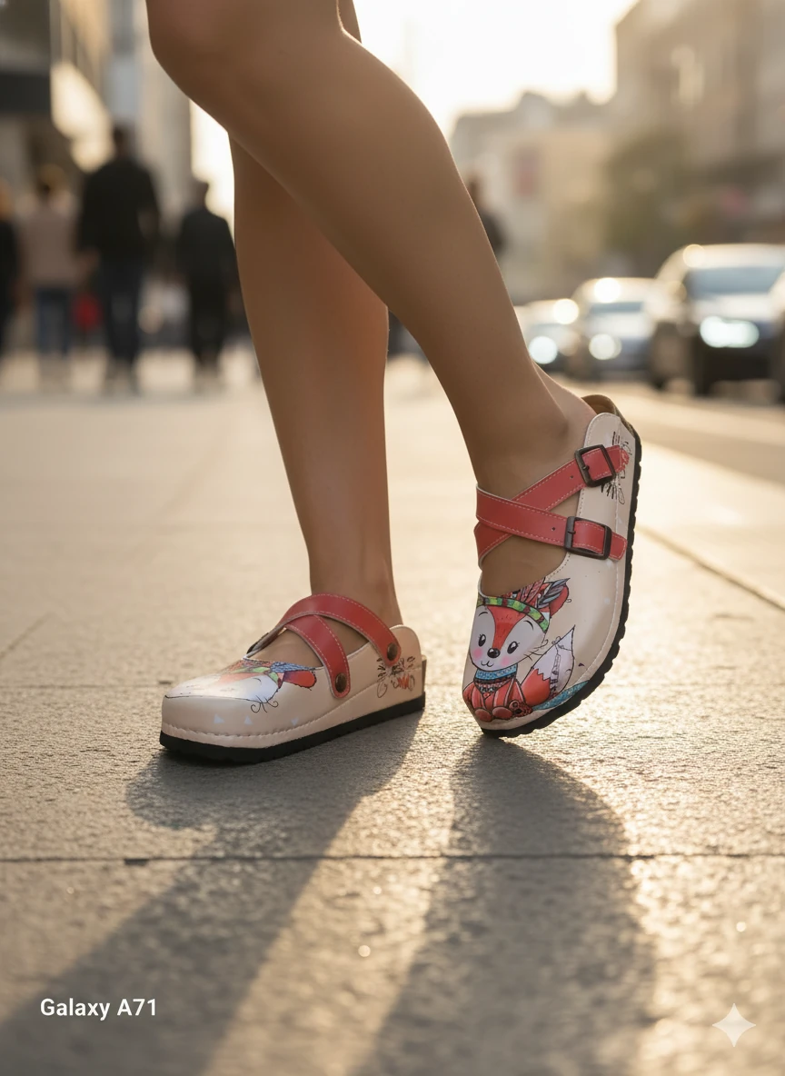 5410 Tilki Desenli Çapraz Sabo Terlik