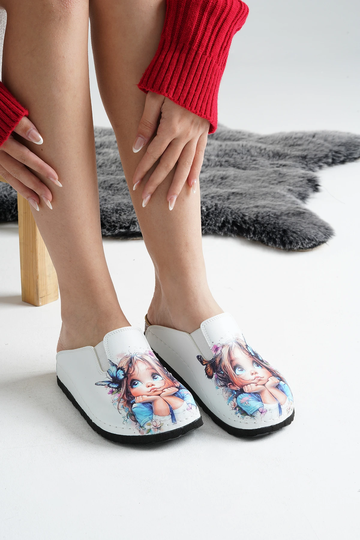 8014 Şirin Kız Baskılı Sabo Terlik