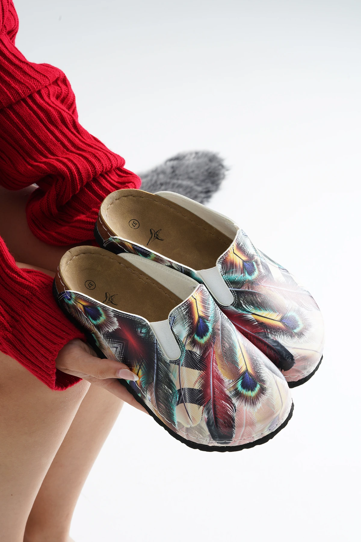 8050Tüy Baskılı Sabo Terlik