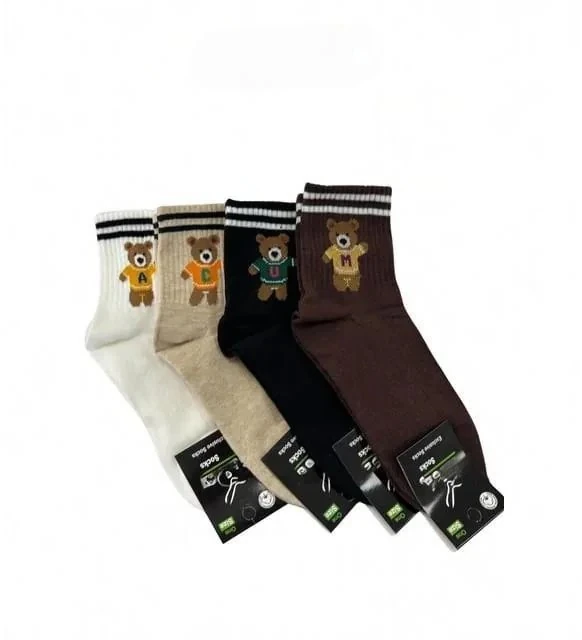 Tedy Ayıcık Desenli Kolej Çorap 12'li Paket