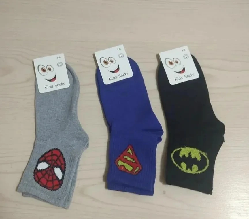 7-8 Yaş Erkek Çocuk Karakter Desenli Kolej Çorap 12'Li Paket
