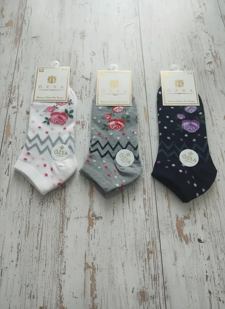 Bayan Karışık Penye Mevsimlik Patik Çorap 12'li Paket