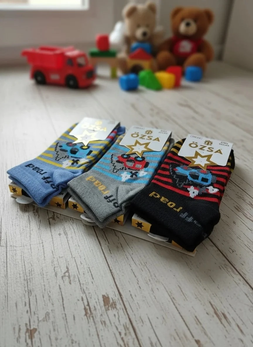 12 Çift 5-6 Yaş Erkek Çocuk Patik Çorap
