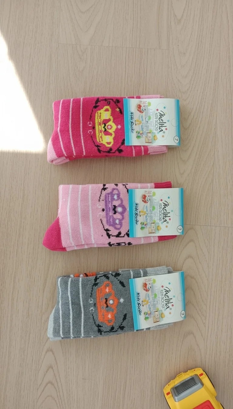 7-8 Yaş Kız Çocuk Kışlık Havlu Uzun Çorap 12 Li Paket