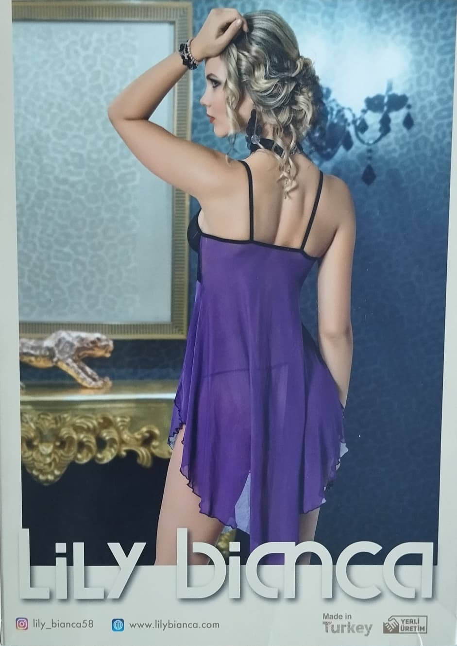 %630 Tül Dantelli Fantezi Gecelik Standart Beden 2'Li Takım