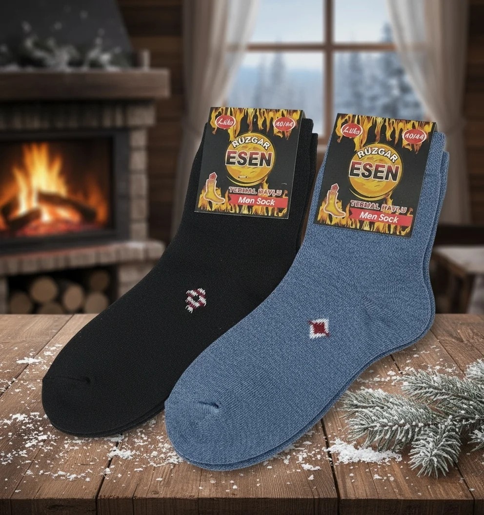 Erkek Kışlık Havlu Uzun Çorap 12'Li Paket