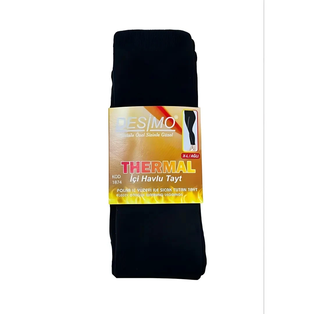 Siyah Havlu Bayan Kışlık Tayt 1 Adet