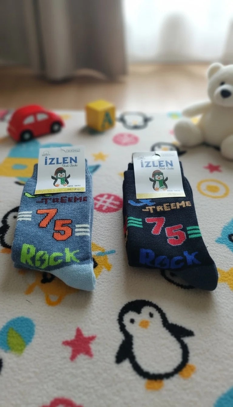 5-6 Yaş Erkek Çocuk Kışlık Uzun Havlu Çorap 12'Li Paket