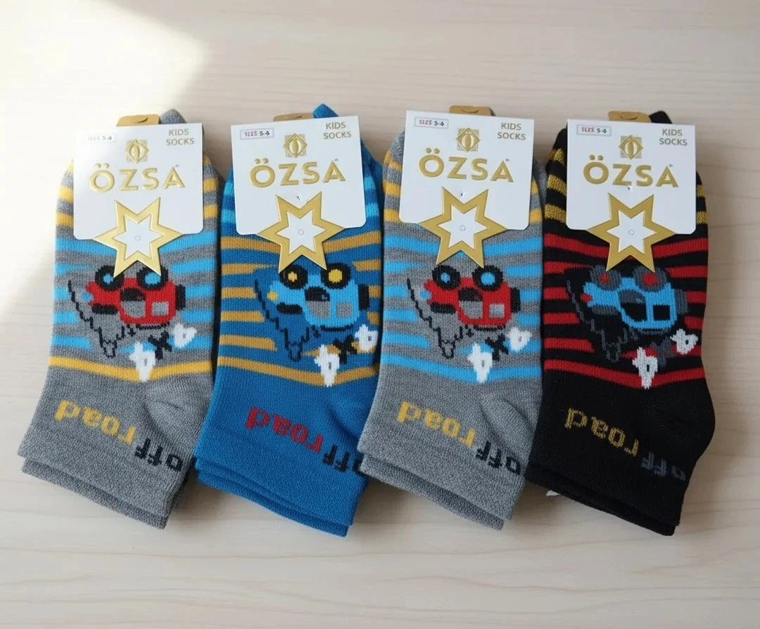 12 Çift 5-6 Yaş Erkek Çocuk Patik Çorap