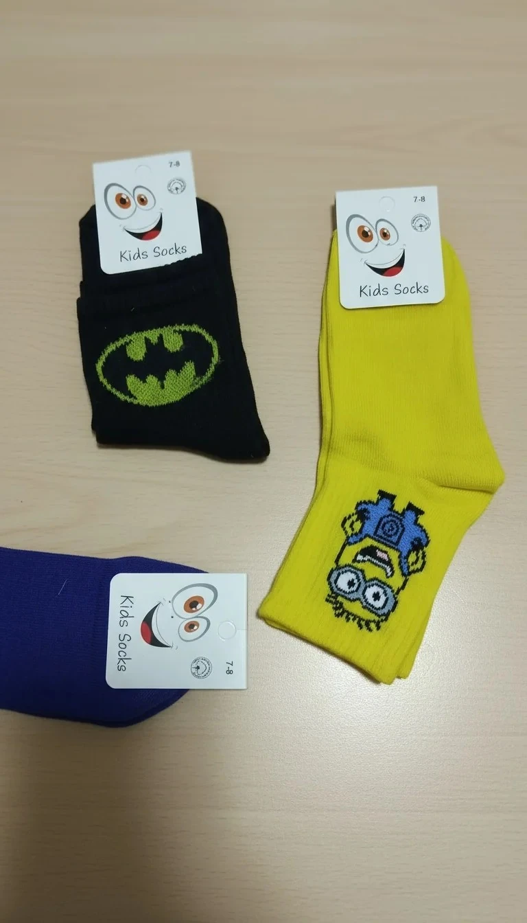 11-12 Yaş Erkek Çocuk Karakter Desenli Kolej Çorap 12'Li Paket