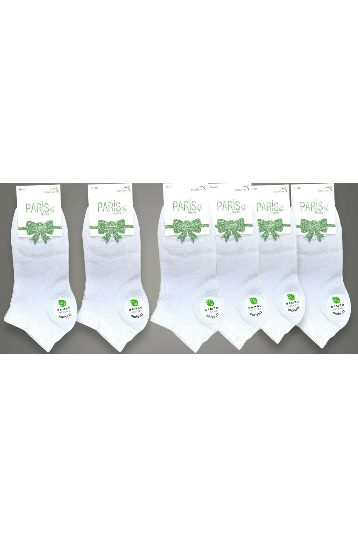 6’lı Beyaz Bambu Kadın Patik Dikişsiz Çorap