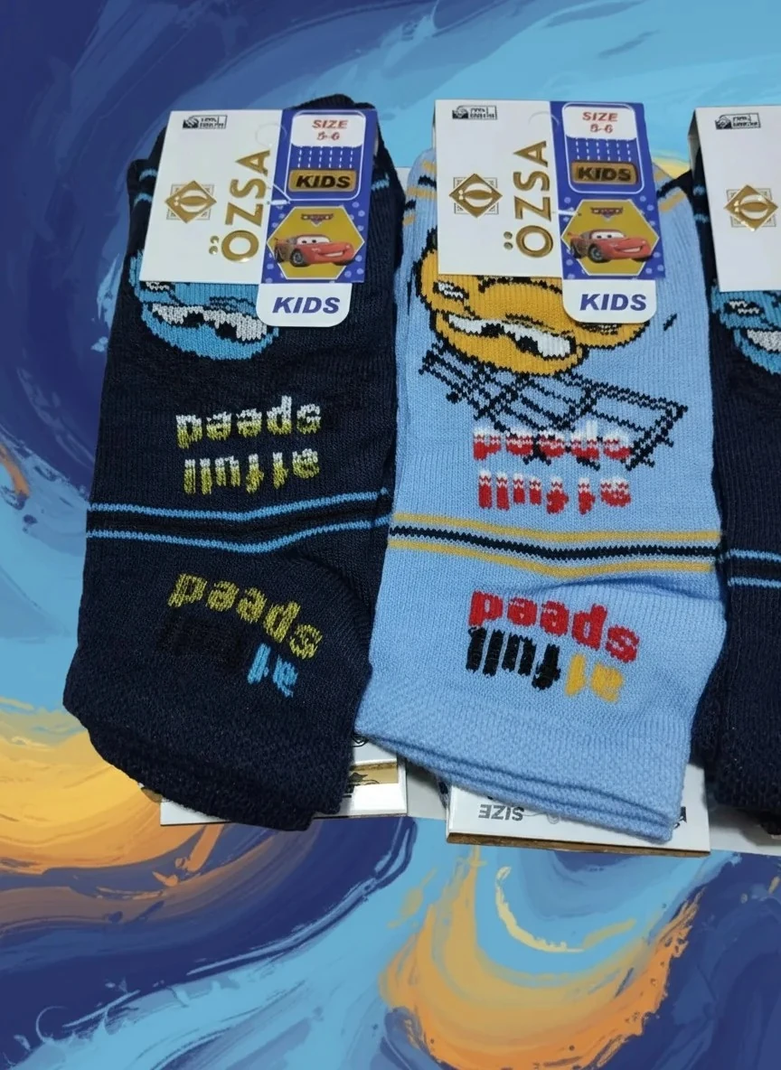 12 Çift 5-6 Yaş Erkek Çocuk Patik Çorap